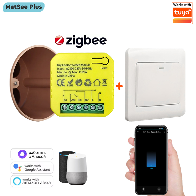 Smart Home Plus - Interruptor de Contacto Seco Inteligente ZigBee,