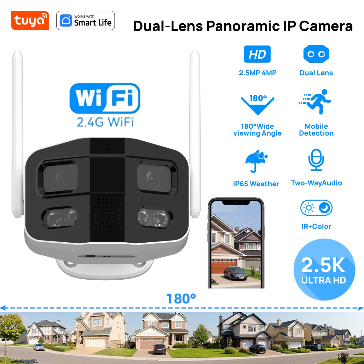 Smart Home Camera Ezviz - Tuya Smart 4MP 2.5K Lente dual