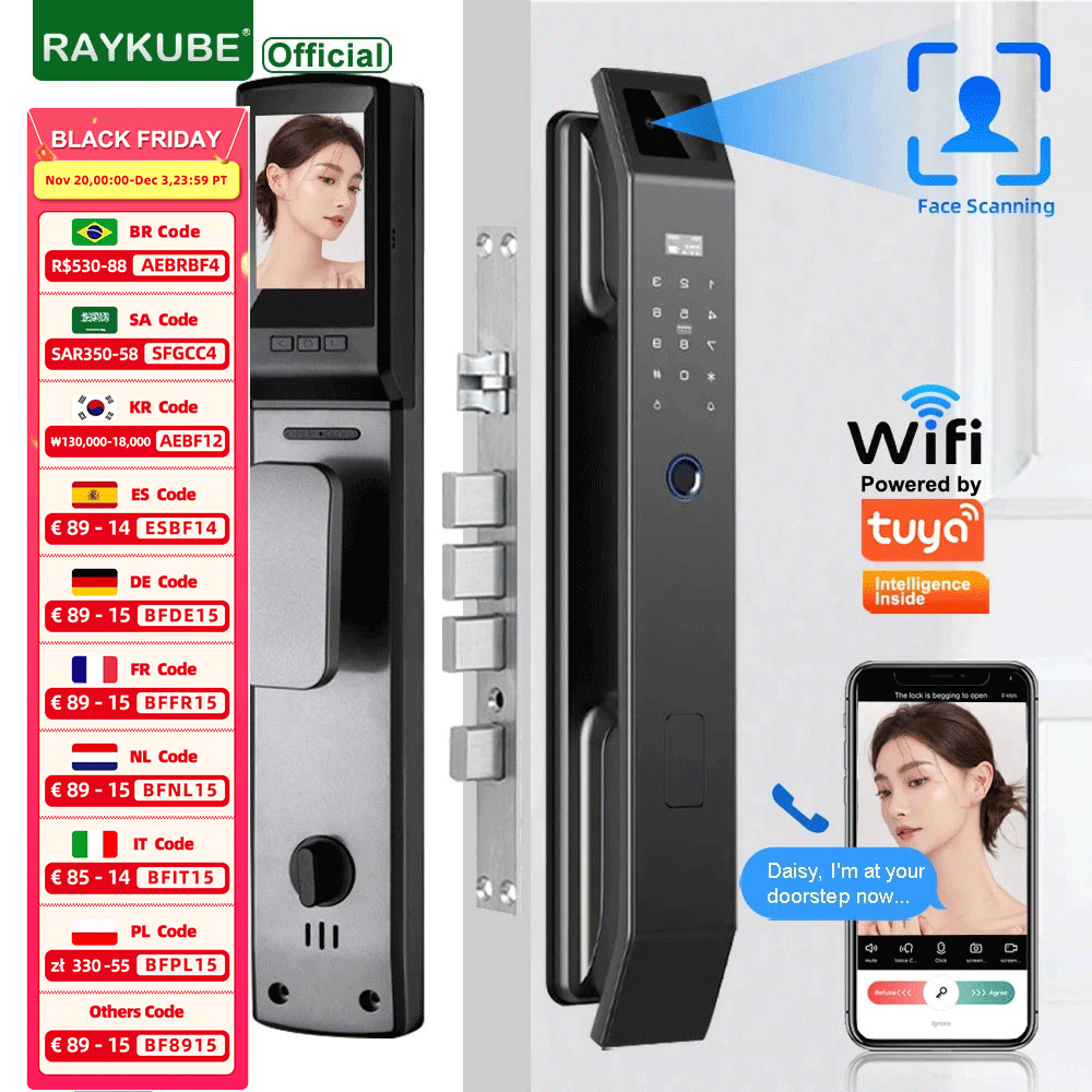 RAYKUBE DF14 Tuya WiFi 3D reco - Smart Home Door Lock reseña y precio